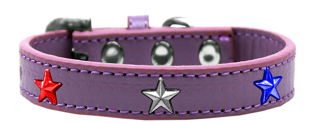 Red, White and Blue Stars Widget Dog Collar Lavender Size 14